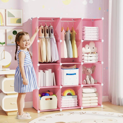 Modular Kids Wardrobe With 10 Cubes and Rod