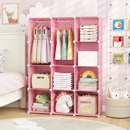 Modular Kids Wardrobe With 10 Cubes and Rod