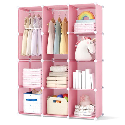 Modular Kids Wardrobe With 10 Cubes and Rod