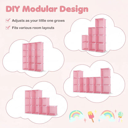 Modular Kids Wardrobe With 10 Cubes and Rod