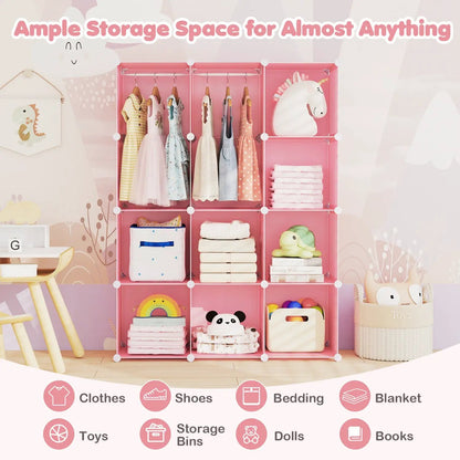 Modular Kids Wardrobe With 10 Cubes and Rod