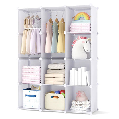 Modular Kids Wardrobe With 10 Cubes and Rod
