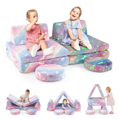 Modular Kids Play Couch Set Glow in the Dark with Portable Handles