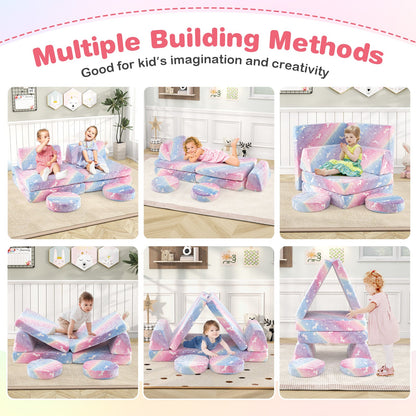 Modular Kids Play Couch Set Glow in the Dark with Portable Handles