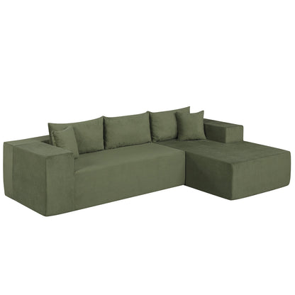 Modular Sectional Sofa Corduroy Upholstered L-shaped Sofa Couch with Deep Seats
