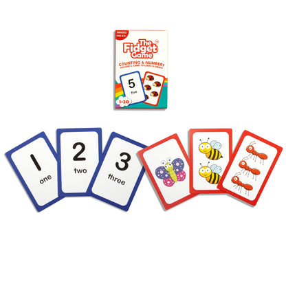 Counting & Numbers Card Pack from The Fidget Games, blue number cards 1–3 and red insect cards educational toy on Tampa Home & Garden Store