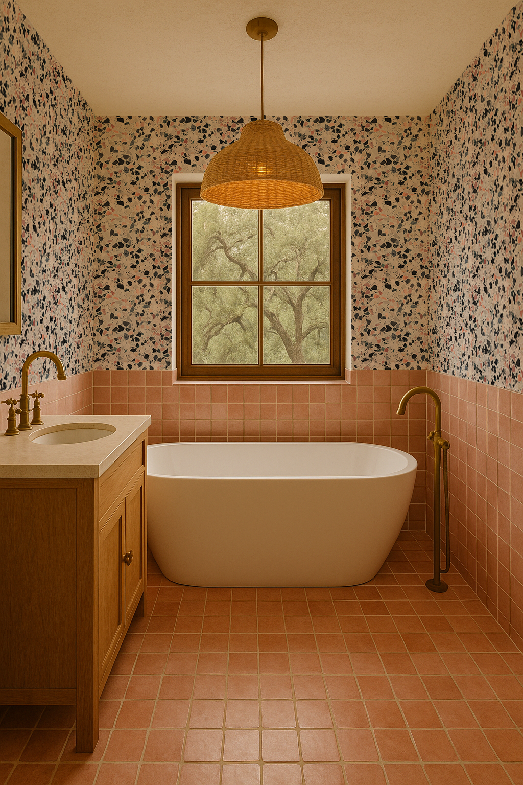 Mojave Terrazzo Wallpaper, mauve and gray - Tampa Home & Garden Store
