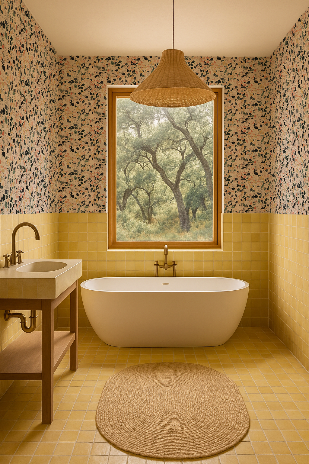 Mojave Terrazzo Wallpaper, peach & yellow - Tampa Home & Garden Store