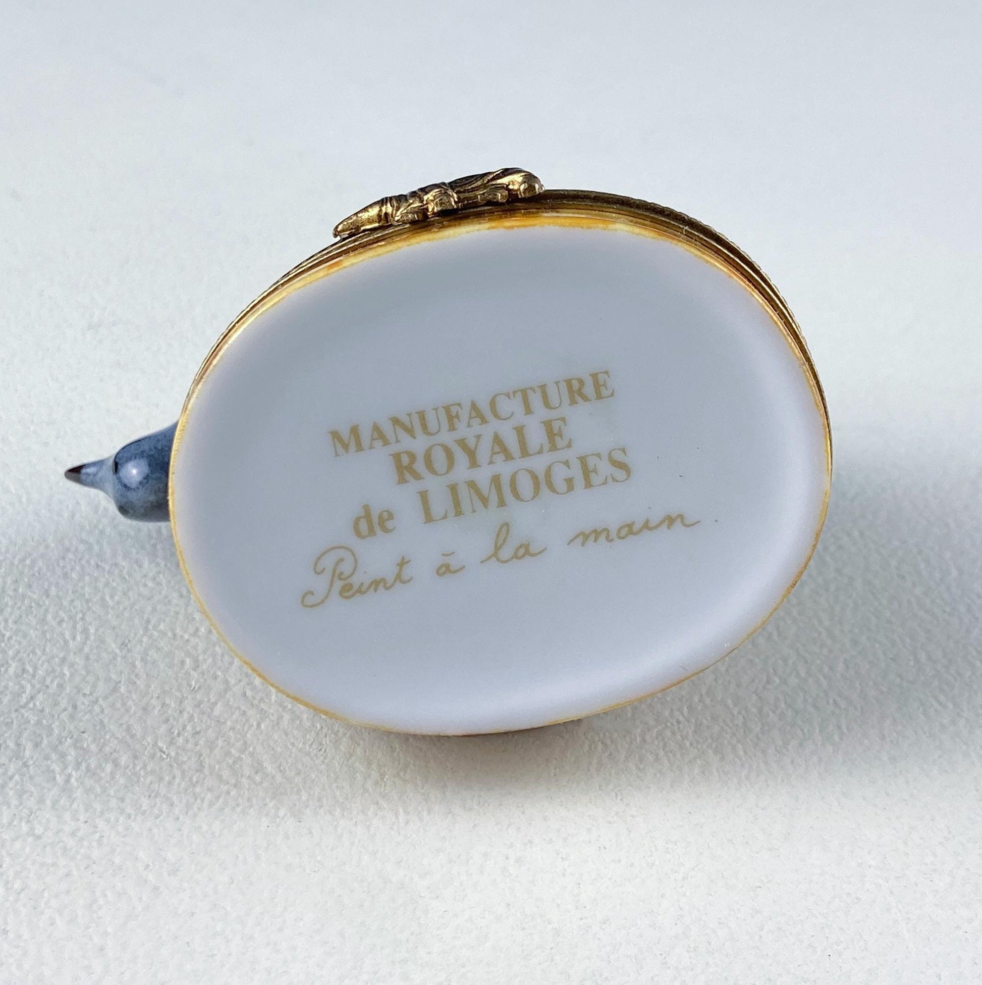 Mom and Baby Rhinos Vintage Retired Limoges Miniature Box. Collectible Porcelain & Brass Trinket Ring Pill Box. African Safari Design. - Tampa Home & Garden Store
