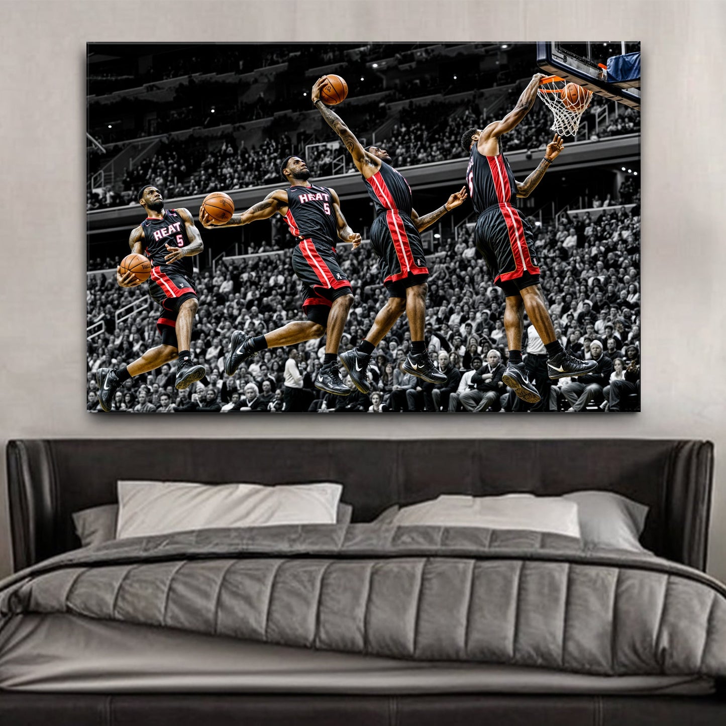 Momentum - Sport Wall Art canvas by Tailored Canvases showing a high-energy basketball dunk on Tampa Home & Garden Store