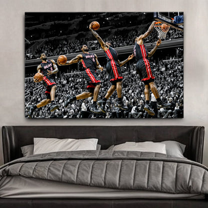 Momentum - Sport Wall Art canvas by Tailored Canvases showing a high-energy basketball dunk on Tampa Home & Garden Store