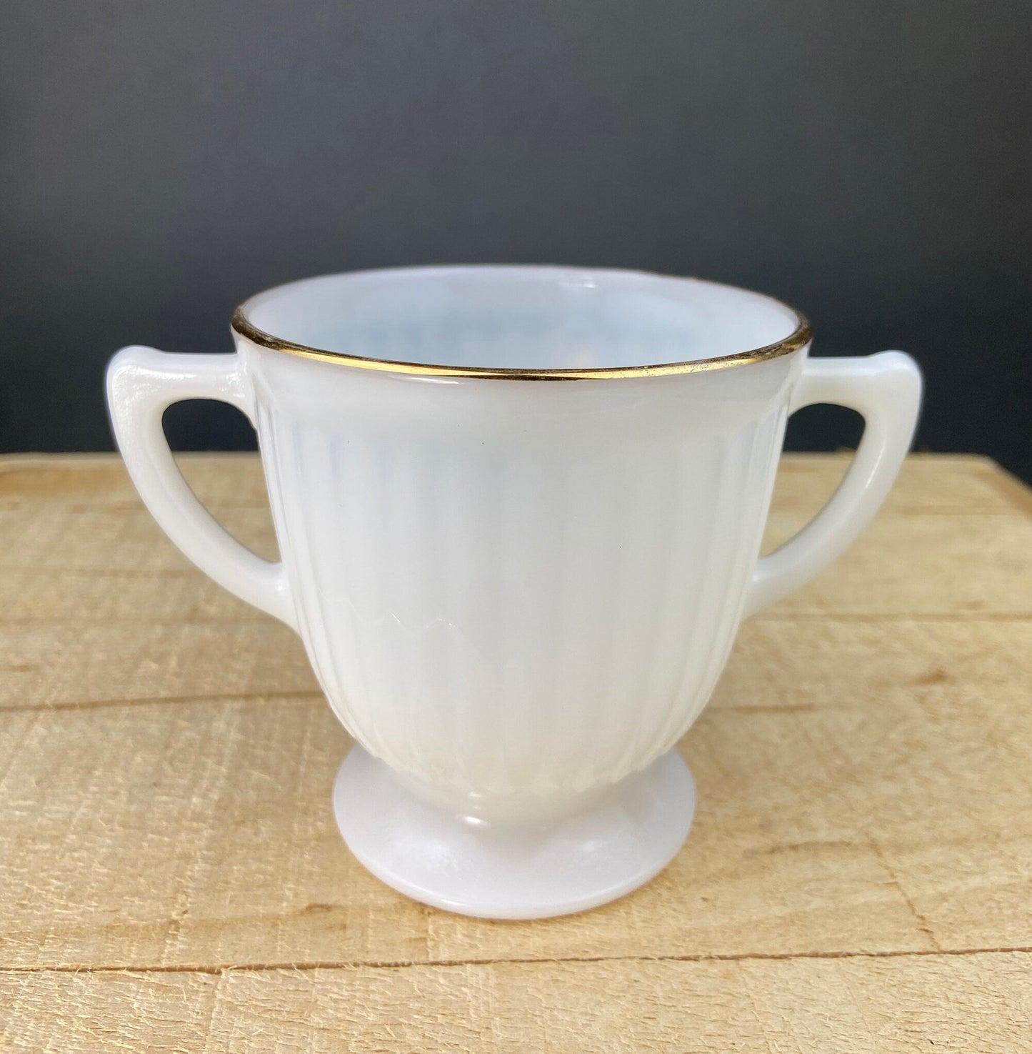 Monax Petalware Opalescent Creamer and Sugar Bowl. White with Gold Brim Depression Glass Creamer and Sugar Bowl. - Tampa Home & Garden Store