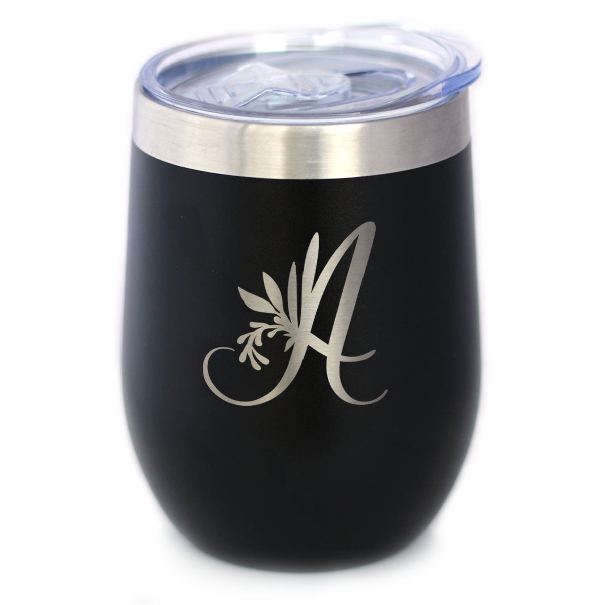 Monogram Floral Initial Letter A - Wine Tumbler - Tampa Home & Garden Store