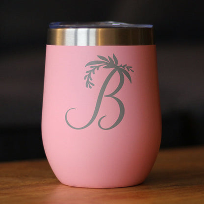 Monogram Floral Initial Letter B - Wine Tumbler - Tampa Home & Garden Store