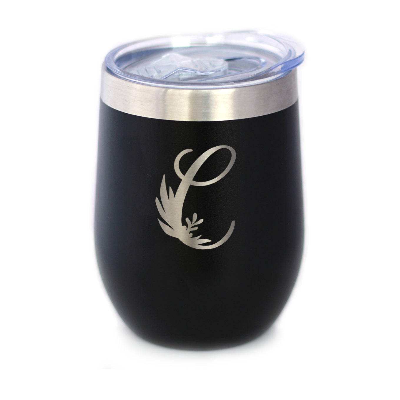 Monogram Floral Initial Letter C - Wine Tumbler - Tampa Home & Garden Store