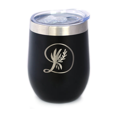 Monogram Floral Initial Letter D - Wine Tumbler - Tampa Home & Garden Store
