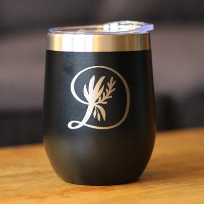 Monogram Floral Initial Letter D - Wine Tumbler - Tampa Home & Garden Store
