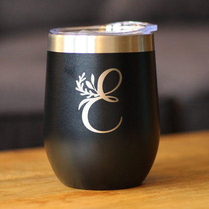 Monogram Floral Initial Letter E - Wine Tumbler - Tampa Home & Garden Store