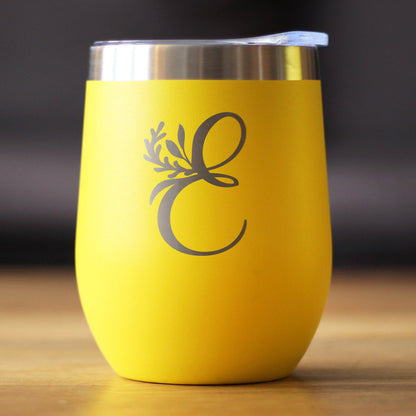 Monogram Floral Initial Letter E - Wine Tumbler - Tampa Home & Garden Store