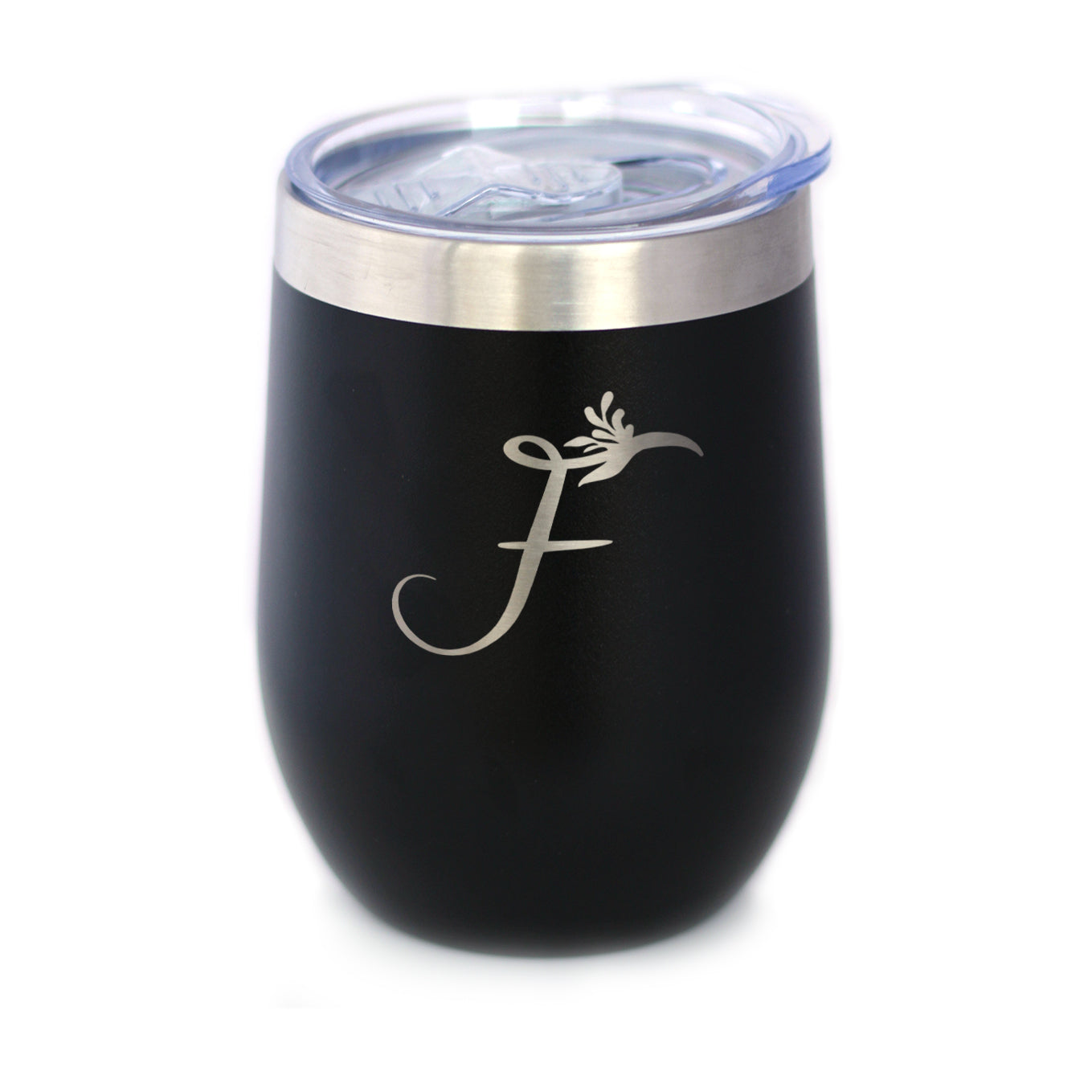 Monogram Floral Initial Letter F - Wine Tumbler - Tampa Home & Garden Store