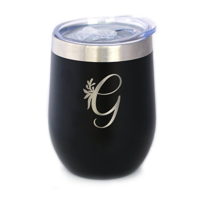 Monogram Floral Initial Letter G - Wine Tumbler - Tampa Home & Garden Store