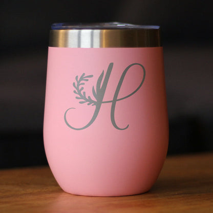 Monogram Floral Initial Letter H - Wine Tumbler - Tampa Home & Garden Store