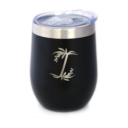 Monogram Floral Initial Letter I - Wine Tumbler - Tampa Home & Garden Store