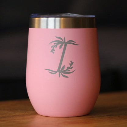 Monogram Floral Initial Letter I - Wine Tumbler - Tampa Home & Garden Store