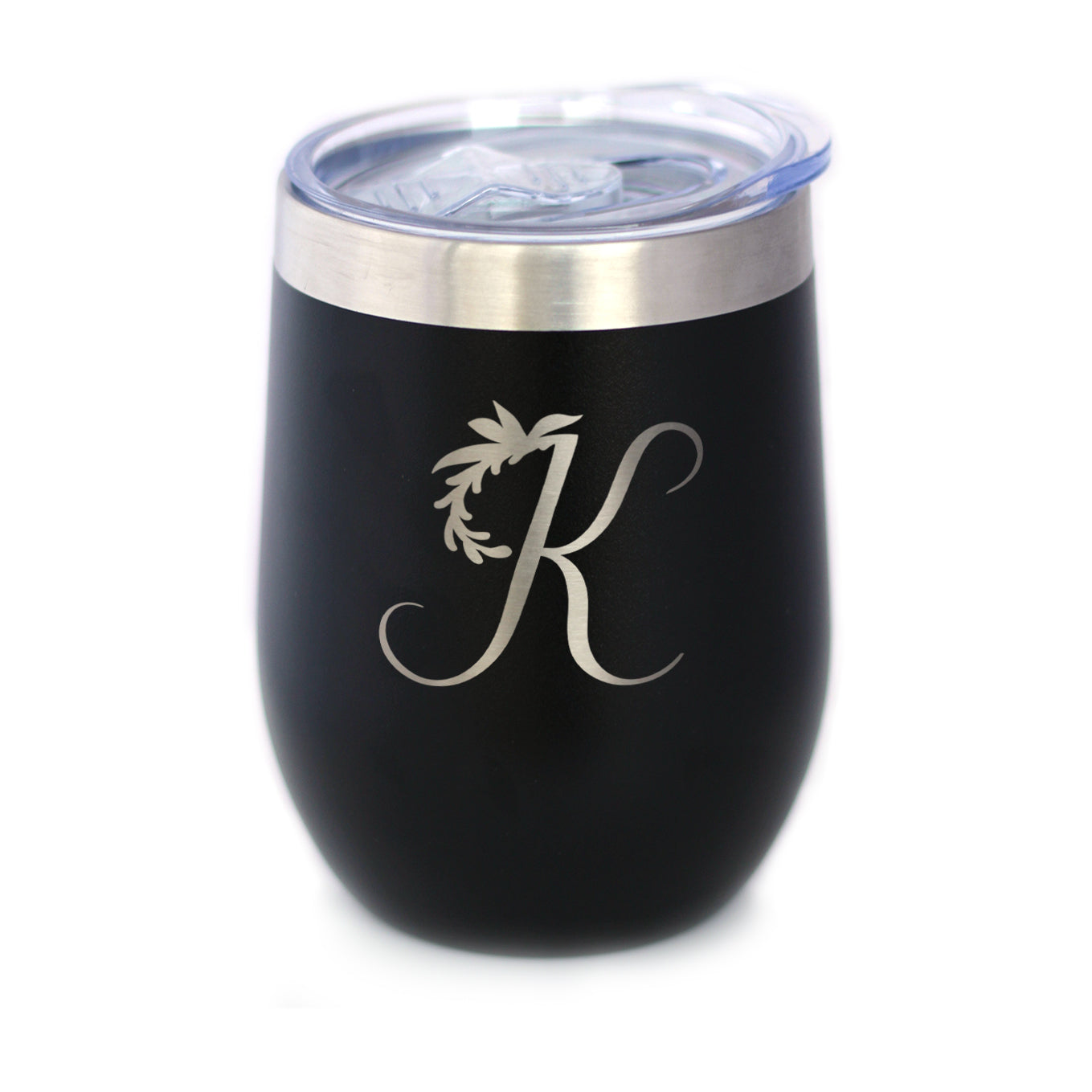 Monogram Floral Initial Letter K - Wine Tumbler - Tampa Home & Garden Store