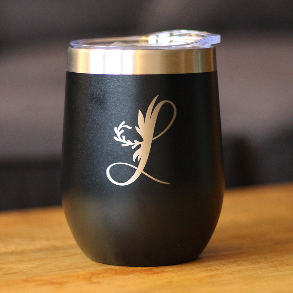 Monogram Floral Initial Letter L - Wine Tumbler - Tampa Home & Garden Store