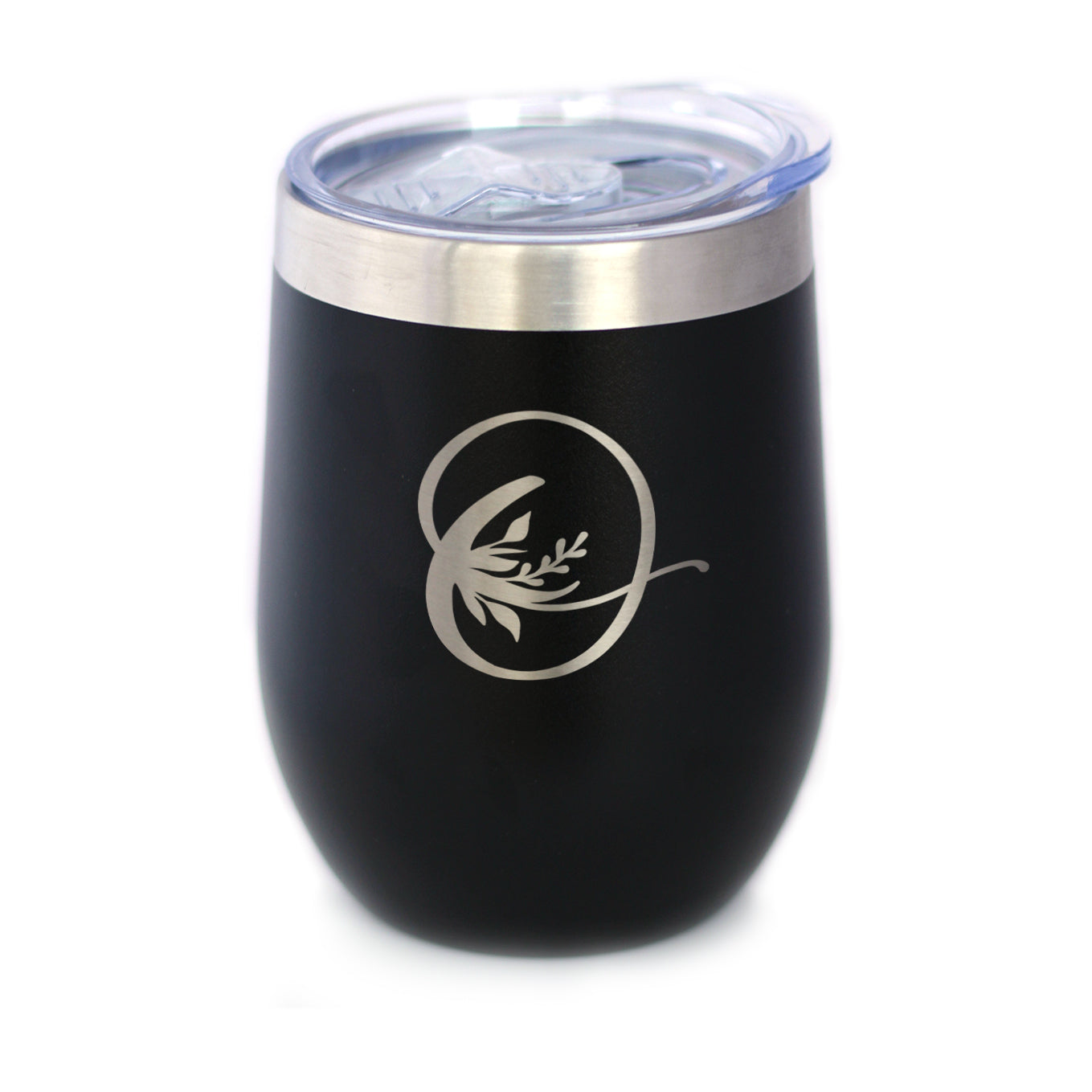 Monogram Floral Initial Letter O - Wine Tumbler - Tampa Home & Garden Store