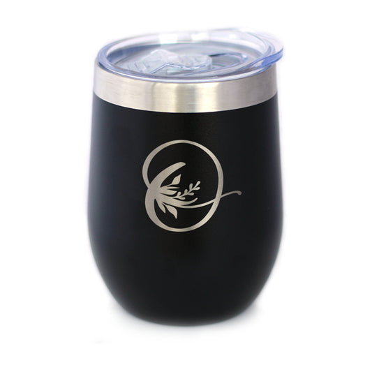 Monogram Floral Initial Letter O - Wine Tumbler - Tampa Home & Garden Store