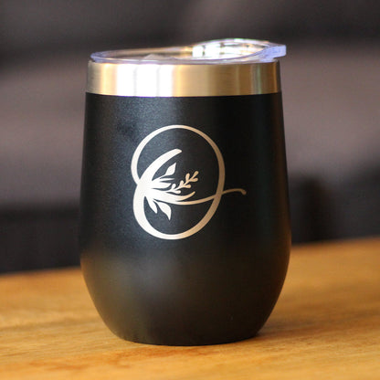 Monogram Floral Initial Letter O - Wine Tumbler - Tampa Home & Garden Store