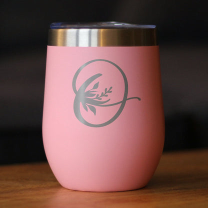 Monogram Floral Initial Letter O - Wine Tumbler - Tampa Home & Garden Store