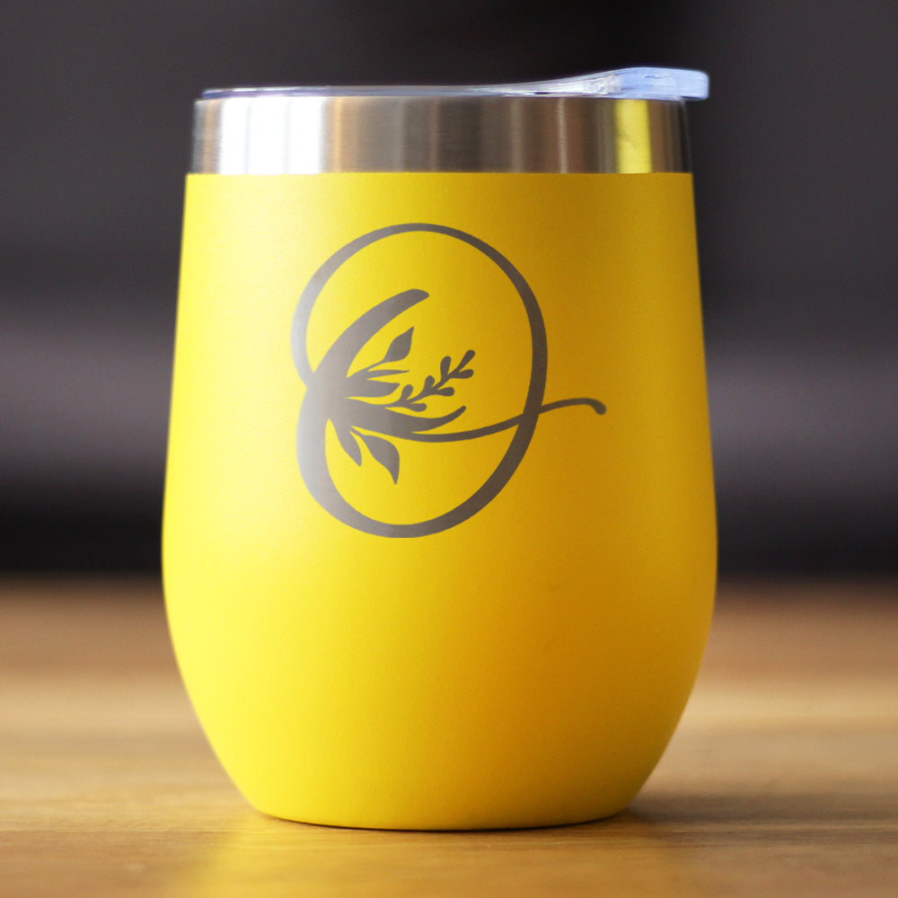 Monogram Floral Initial Letter O - Wine Tumbler - Tampa Home & Garden Store
