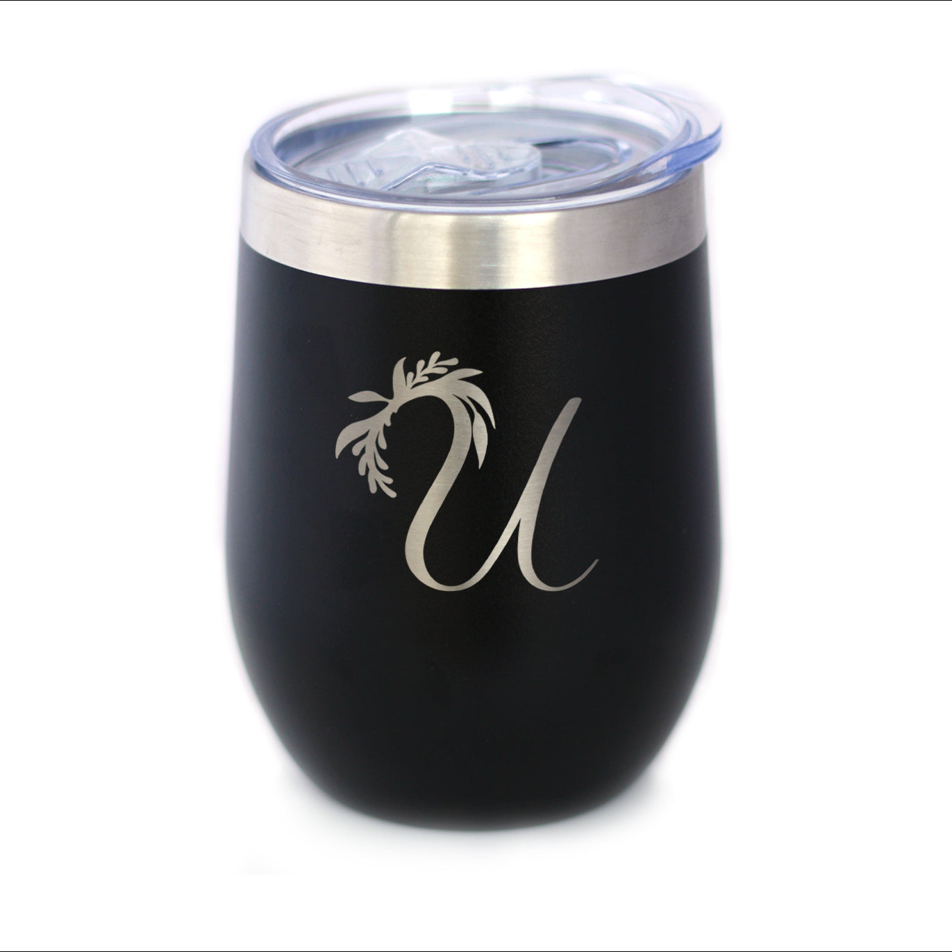 Monogram Floral Initial Letter U - Wine Tumbler - Tampa Home & Garden Store