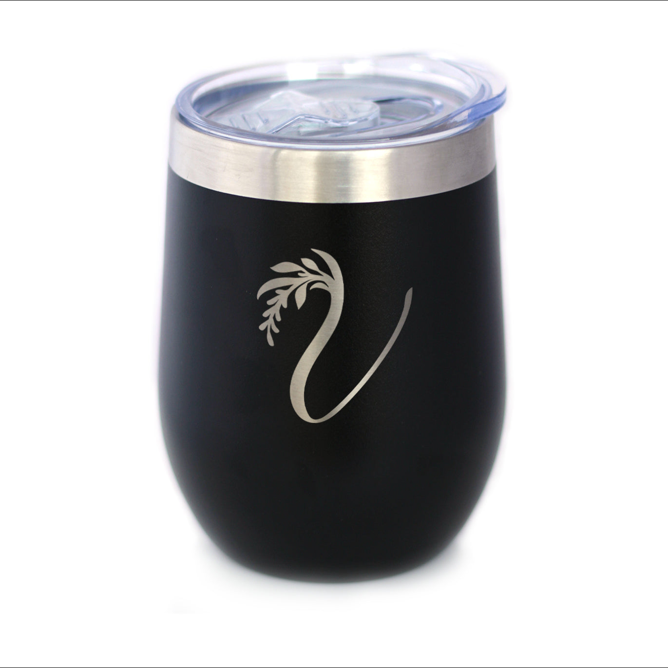 Monogram Floral Initial Letter V - Wine Tumbler - Tampa Home & Garden Store