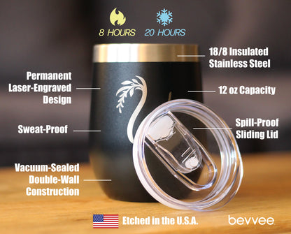 Monogram Floral Initial Letter V - Wine Tumbler - Tampa Home & Garden Store