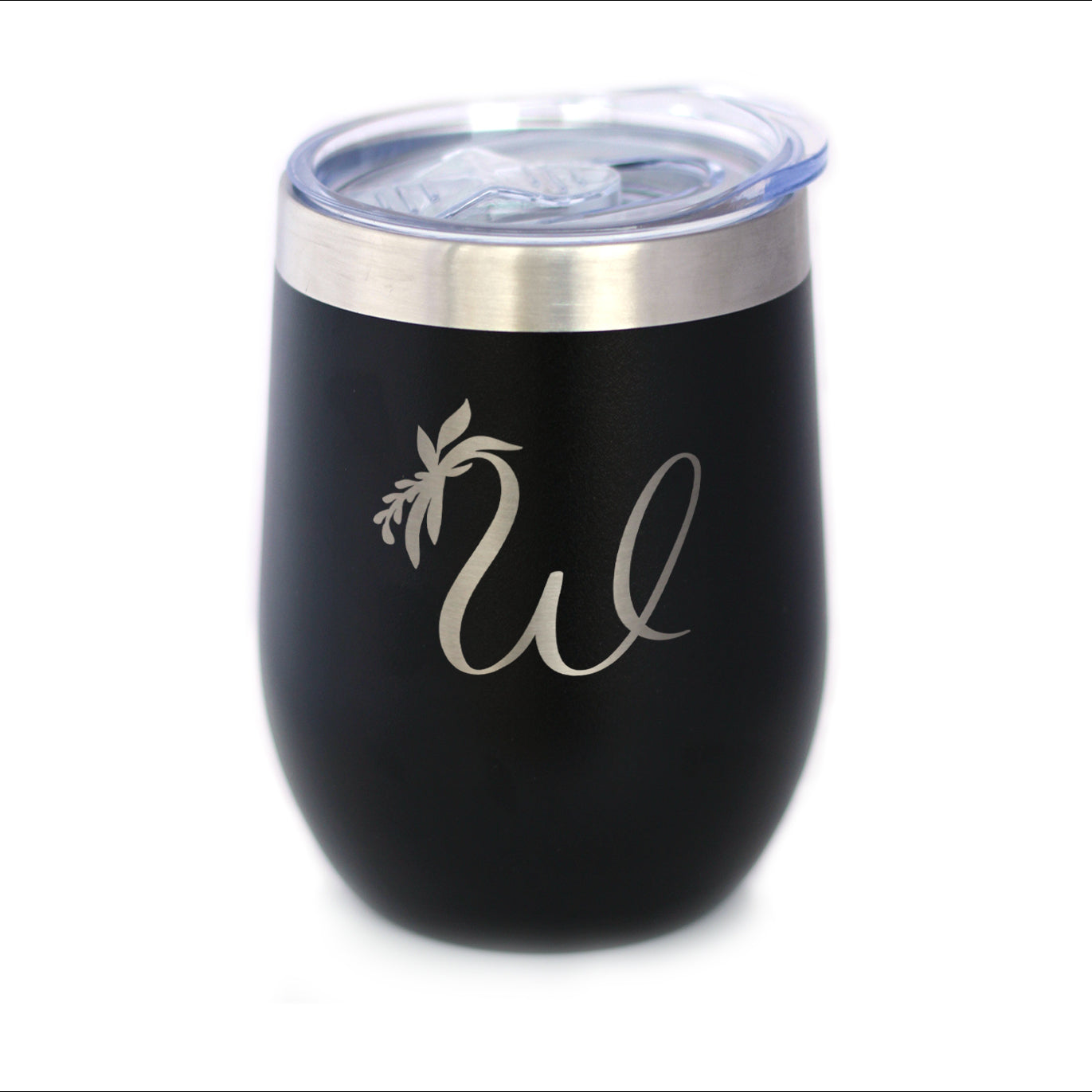 Monogram Floral Initial Letter W - Wine Tumbler - Tampa Home & Garden Store
