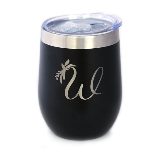 Monogram Floral Initial Letter W - Wine Tumbler - Tampa Home & Garden Store