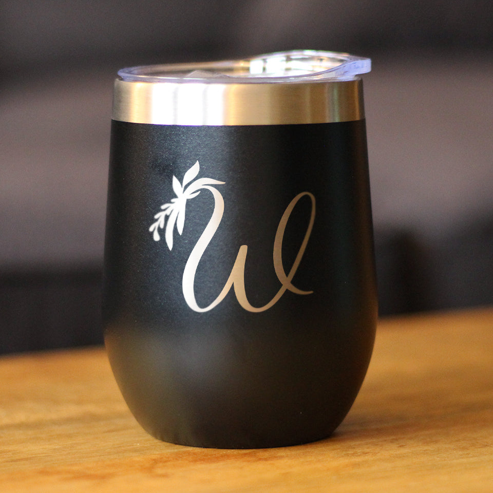 Monogram Floral Initial Letter W - Wine Tumbler - Tampa Home & Garden Store