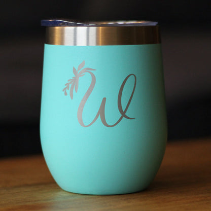 Monogram Floral Initial Letter W - Wine Tumbler - Tampa Home & Garden Store
