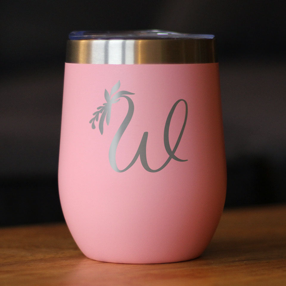 Monogram Floral Initial Letter W - Wine Tumbler - Tampa Home & Garden Store