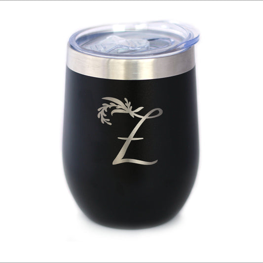 Monogram Floral Initial Letter Z - Wine Tumbler - Tampa Home & Garden Store