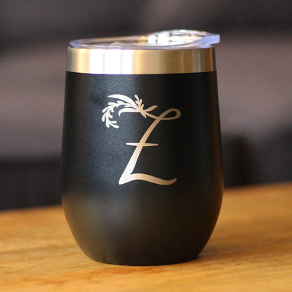Monogram Floral Initial Letter Z - Wine Tumbler - Tampa Home & Garden Store