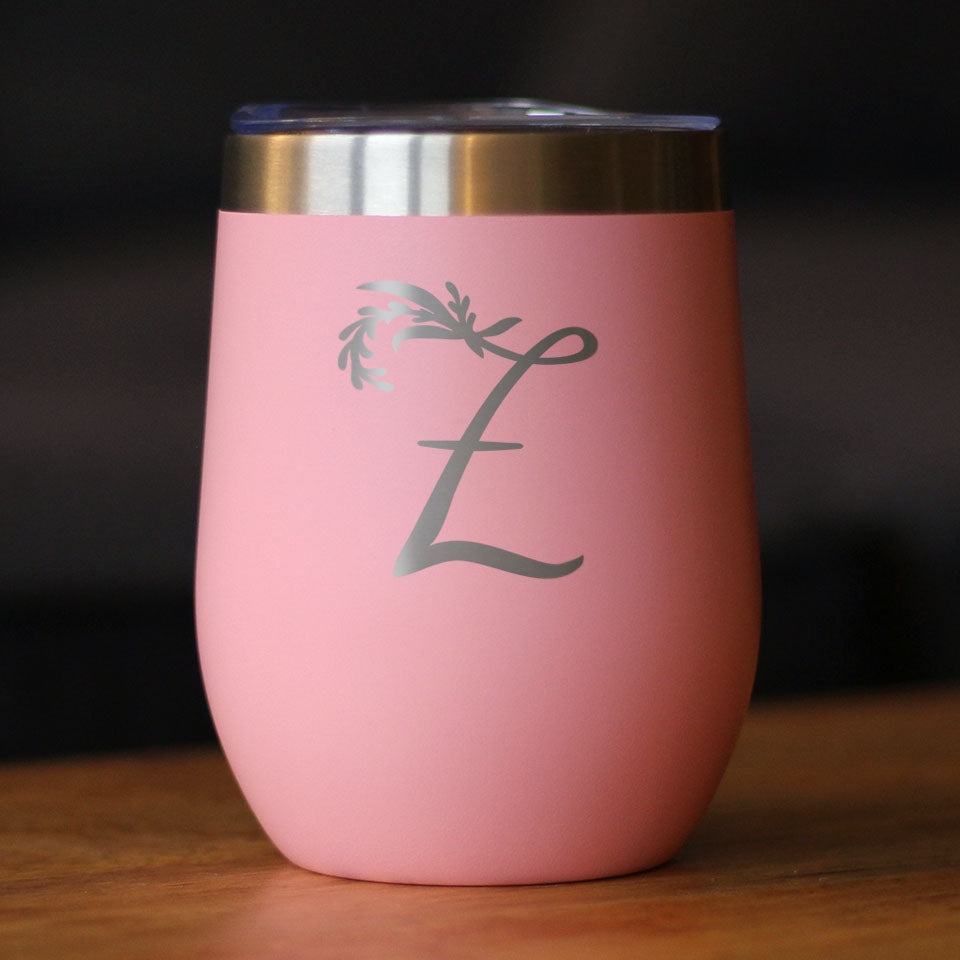 Monogram Floral Initial Letter Z - Wine Tumbler - Tampa Home & Garden Store
