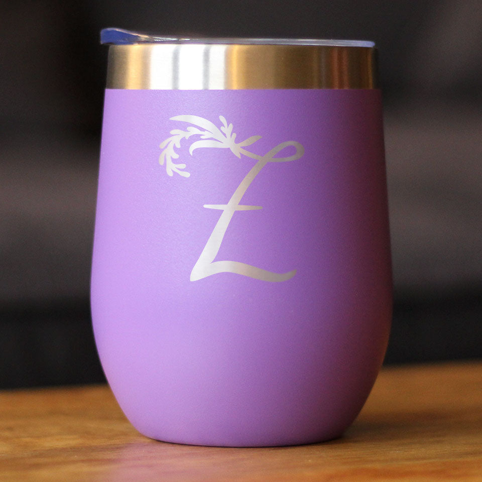 Monogram Floral Initial Letter Z - Wine Tumbler - Tampa Home & Garden Store