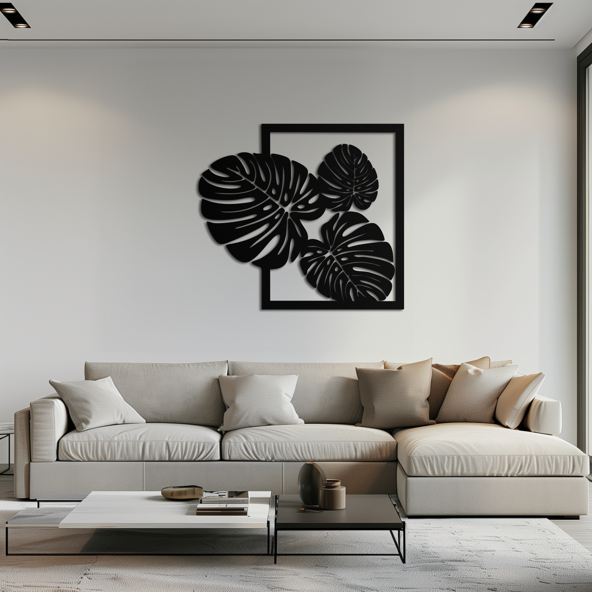 Monstera Leaf Metal Wall Art – Modern Tropical Black Wall Decor for Living Room- KAF552 - Tampa Home & Garden Store