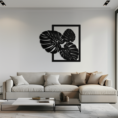Monstera Leaf Metal Wall Art – Modern Tropical Black Wall Decor for Living Room- KAF552 - Tampa Home & Garden Store