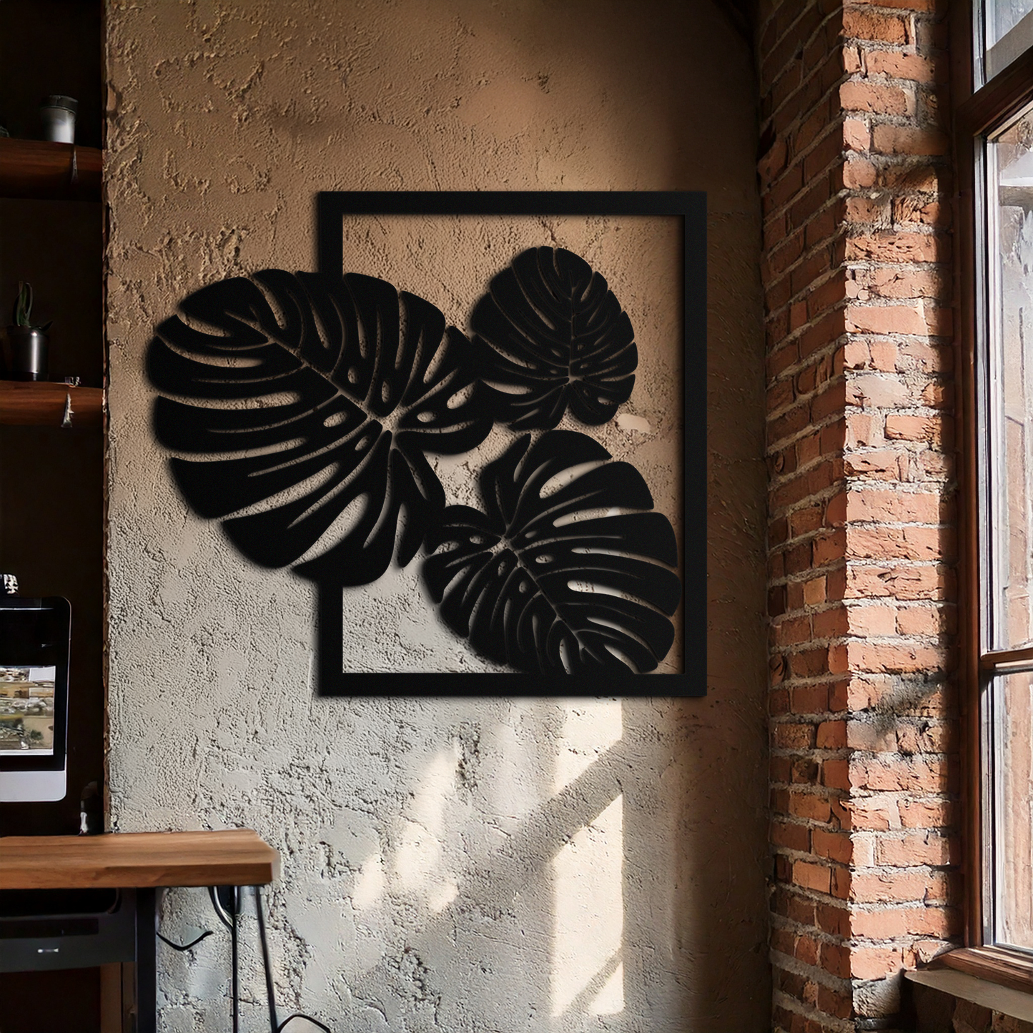Monstera Leaf Metal Wall Art – Modern Tropical Black Wall Decor for Living Room- KAF552 - Tampa Home & Garden Store